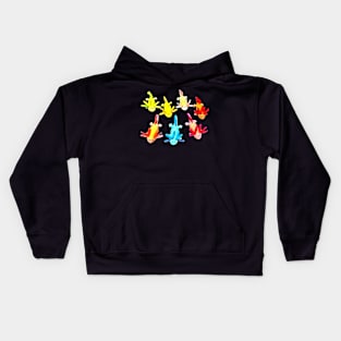 Many Colorful Axolotls are exploring the world Kids Hoodie